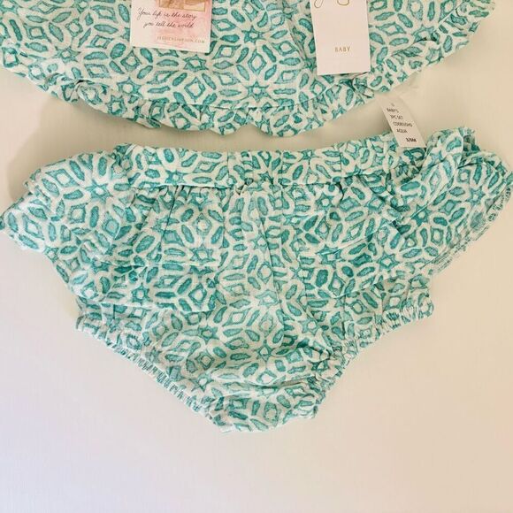 Jessica Simpson Baby Girls 2 Pc Summer Shorts aqua white Set size 3/6 months new - Picture 5 of 13